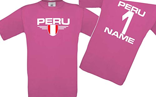 Enfants-Shirt Pérou armoiries pays personnalisé rose en taille 164 - 2