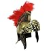 Roman Trojan Warrior Spartan Soldier Plastic Costume Helmet w/Red Feather Crest