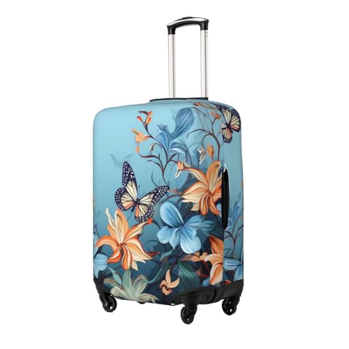 Travel Luggage Cover Blue butterfly floral Suitcase Protector Anti-Scratch Washable Baggage Covers Elastic Suitcase Cover Tsa Approved Baggage Protector Fit 18-32 Inch Luggage2