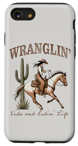 Funny Mom Riding. Western Cowboy Mama Wranglin' Kids �X�}�z�P�[�X iPhone SE (2020) / 7 / 8 �p