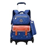 Enfants Sac à Dos à roulettes - Garçons Filles Rolling Bag Chariot Cartable Sac d'école Primaire Sac d'école Imperméable Bagages pour Etudiant