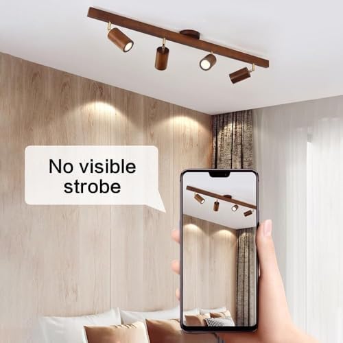 Adjustable LED Spotlights with Wooden Base - Modern Ceiling Light Fixture for Hallway, Kitchen, Gallery Art Display & Track Style Directional Accent Lighting