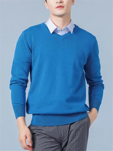 Winter Men's Cashmere Blend Sweater Soft Warm Knitted Sweater V-Neck Plus Size Sweater3