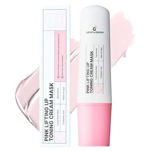 Differ&Deeper Pink Lifting Up Toning Mask – Mascarilla Facial Coreana con Agua de Rosa y Calamina, Crema Efecto Lifting Inmediato, Efecto Tensor, Piel Luminosa, Anti Manchas