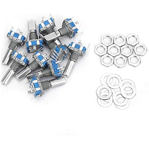 EC11 rotary encoder,10pcs EC11 Rotary Encoder, Coding Switch Digital Potentiometer with Switch 5 Pin and Knob Cap Cover