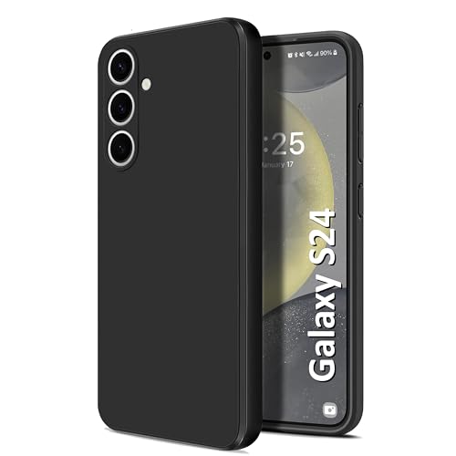 Liquid Silicone Case for Samsung Galaxy S24, Soft Gel Rubber Anti-scratch Shockproof Slim Protection Phone Case Cover Compatible with Samsung Galaxy S24 Black