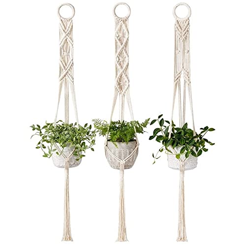 The Top Knott Macrame Cotton Boho Plant Hanger [Without Pot] Rope Flower Pot Holder for Indoor Outdoor Balcony Gardening (Set of 3) (B0BN3MY2CT) Amazon Price History, Amazon Price Tracker