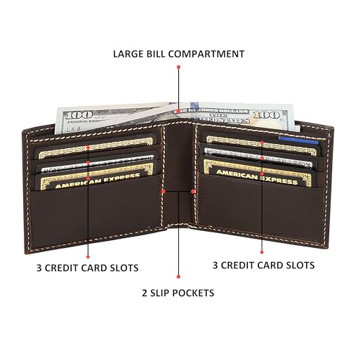 Wrangler Men's Bifold Wallet, Genuine Leather, Gift for Him3