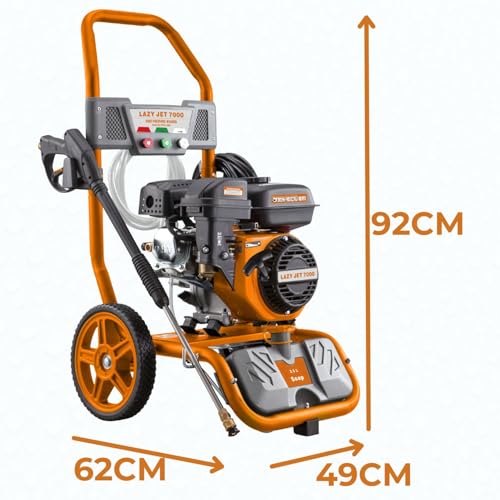 Petrol Pressure Washer - 8M Hose with 4 Spray Nozzles - 3.5L Detergent Tank - 185 Bar, 8L / Min Flow Rate - 7BHP Petrol Engine - Driveway/Patio/Path/Vehicles - Image 8