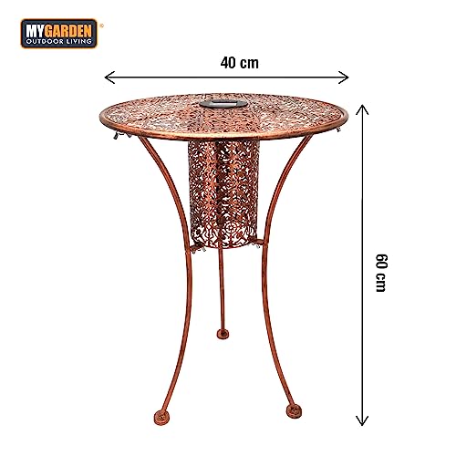 Garden Mile Antique Bronze Effect Solar-Powered Bistro Table - 60cm Tall with Downlighter Pattern for Your Garden - Image 2