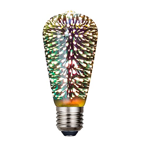 LED Vintage Edison Bulb, ST64 3D, Fireworks Filament Bulb 3D