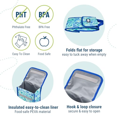 Image of Wildkin Kids Insulated Lunch Bag - Keeps Food Hot or Cold, Easy-Clean Lining and BPA-free for Boys & Girls, Ideal for School, Travel & Daycare - Confetti Blue