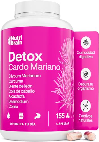 Cardo Mariano 3X ACCIÓN con Cúrcuma, Diente de León, Alcachofa, Cola de Caballo, Colina & Desmodium | Depurativo DETOX para apoyo Hepático, Diurético y Digestivo | 155 Cáps.