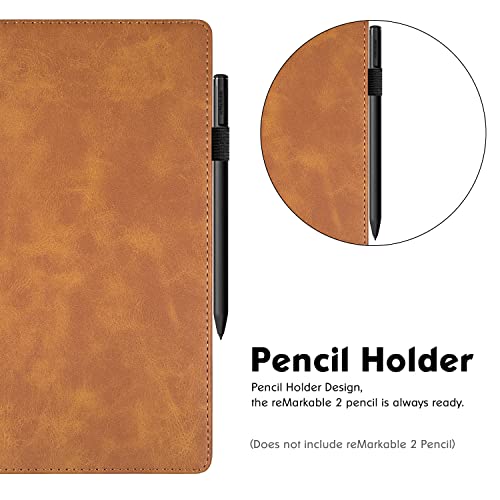 Bozhuorui Stand Case For Remarkable 2 Digital Paper Tablet 10.3 Inch (2020 Release,Model Rm110) - Pu Leather Bookcover With Pen Holder And Hand Strap (Brown) #TOP3