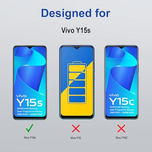 Image of ZAP CASE HD Plus Tempered Glass Screen Protector Compatible for Vivo Y15s (Black) Edge to Edge Coverage with Easy Installation Kit