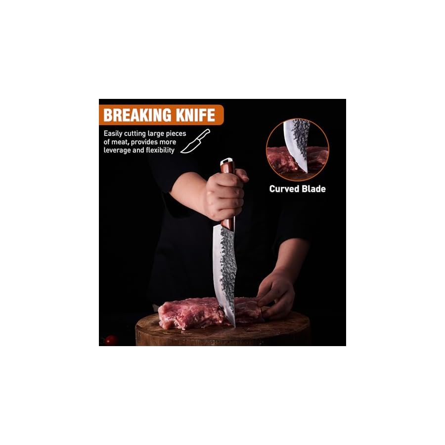 Butcher-Knife-Set-4-Hand-Forged-Serbian-Kitchen-Chef-Knife-Meat-Cleaver-Breaking-Knife-Boning-Knife-Hand-Forged-Very-Sharp-for-Meat-Cutting-Home-Kitchen-Cooking-BBQ Naitesen Butcher Knife Set 4, Hand Forged Serbian Kitchen Chef Knife Meat Cleaver Breaking Knife Boning Knife Hand Forged Very Sharp for Meat Cutting Home Kitchen Cooking BBQ