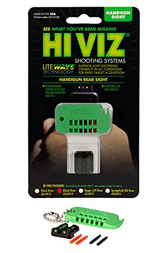 Hiviz Gllw19 Interchangeable Litewave Rear Handgun Sight For Glock 45 Acp/10Mm/45 Gap Green, Red, White #TOP5