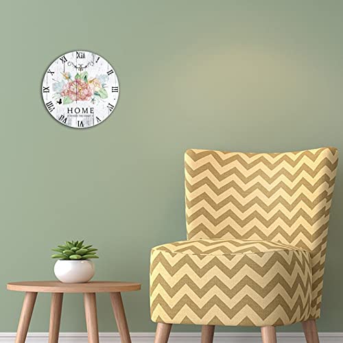 Horloge rustique Home Is Where The Heart Is en bois durable avec fleurs - 3