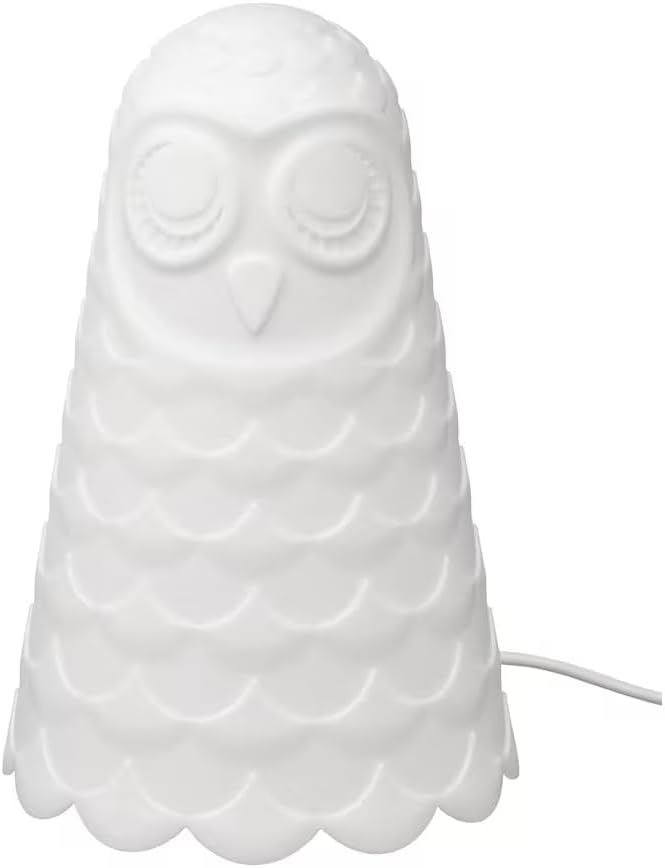 Decorative Owl Night Light, Led Table Lamp, Cute Animal Light for Bedroom or Nursery Decor, White, 9 inches