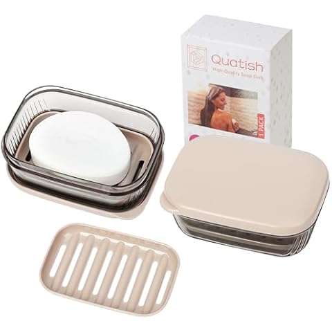Quatish Soap Holder, Leakproof Travel Soap Case, Bar Soap Holder for Shower, Soap Dish with Lid for Gym, Camping Essentials, Travel Size Toiletries, Portable Travel Essentials Cover