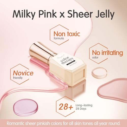 SHOYUM Icy Jelly Nude Pink Gel Nail Polish Set of 6 Transparent Milky White Colors Sheer Gel Polish x Kit for Salon Manicure and Nail Art DIY at Home — view 5