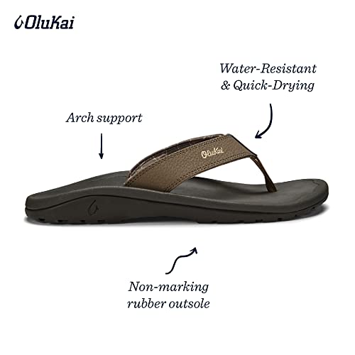 Olukai Ohana Men's Beach Sandals, Quick-Dry Flip-Flop Slides, Water Resistant & Lightweight, Compression Molded Footbed & Ultra-Soft Comfort Fit, Banyan/Island Salt, 15 #TOP4