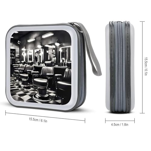 Étui CD rigide pour 40 DVD au style barbier monochrome noir - 3