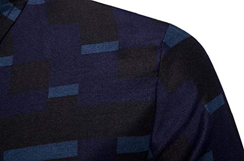 Camisa social masculina Zimaes listrada de manga comprida com colarinho virado para baixo, 1, Medium