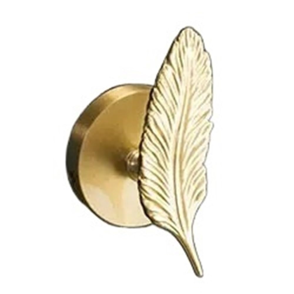 Mohuied One Color Brass Robe Hooks Solid Brass Wall Mounted Hooks For Hanging Coat Bags Keys Racks Leaf Flower Design Clothes Hangers For Hanging Coat Robe Keys Clothes Bags(Feather Right)