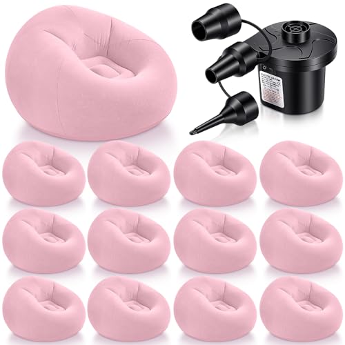 Image of Realspring 12 Pcs Inflatable Bean Bag Chair, Air Pump,Pink
