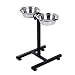PawHut 24" Stainless Steel Adjustable Height Elevated Double Diner Dog Bowls - Silver/Black