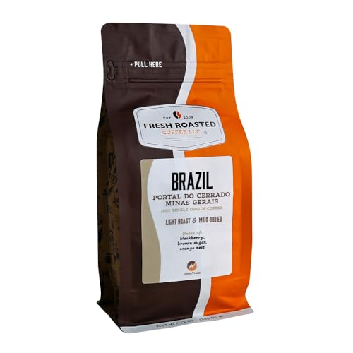 Fresh Roasted Coffee, Brazil Minas Gerais, 12 oz, Light Roast, Kosher, Whole Bean