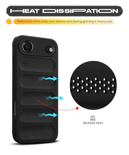 Image of WOW IMAGINE Ultimate Silicone Back Cover Case for iPhone 17 Air | Heat Dissipation Thin Soft TPU | 360 Camera Protection | Breathable Cooling Holes - Pitch Black