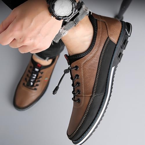 Buybuymen Orthopedic Shoes, Buybuymen Men's Fashion Orthopedic Shoes, Adjustable Lace-Up Lightweight Formal Business Shoes, Driving Working Walking Party Oxfords Leather Loafers(Black,US 9)4