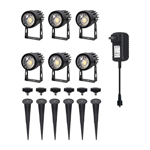 T-Sunus 6Pack Landscape Lights, 3000K Led Spotlights Outdoor, 40.68Ft Cable & Transformer, 12V Low Voltage With Stakes Landscape Lighting Warm White For Garden Patio Deck Yard Trees (6-In-1) #TOP7