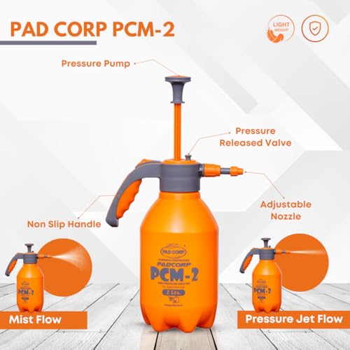 Image of Pad Corp PCM High Pressure Sprayer | Light & Versatile Battery Sprayer for Plants Gardening Cleaning Sanitizing | Ideal for Home Garden and Small Farm Use (PCM-2)