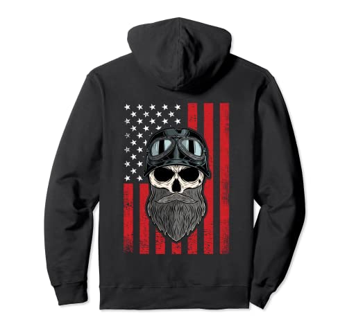 Casco vintage de motorista retro con diseño de bandera americana Sudadera con Capucha