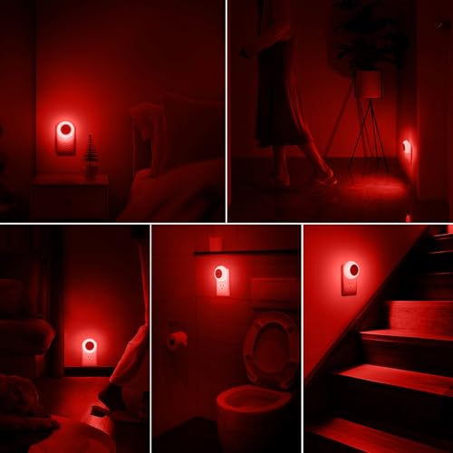 Image of fesnne Night Light, Night Lights Plug into Wall, Dusk to Dawn Sensor, Red Led Night Light 0.5W, 8 Pack Nightlight for Adults, Bedroom, Bathroom, Hallway, Kitchen