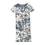 KicKee Short Sleeve Pajama Set, Ultra Soft and Snug Fitting PJs, Matching Top and Bottom Sleepwear Set, Newborn to Baby to Kid Pajamas (Deep Sea Tie Dye - 4T)
