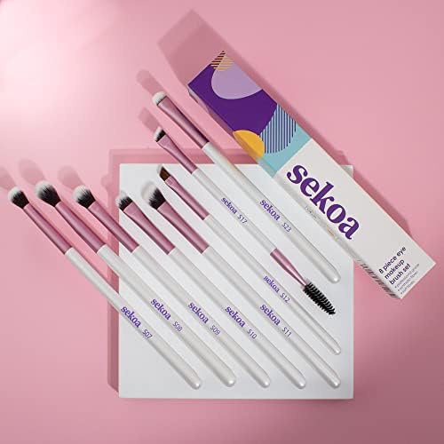 Amazon Brand - Sekoa 8 Piece Eye Makeup Brushes Set - Essential Set of Eyeshadow Make up Brushes Set.