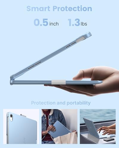 Image of typecase Flexbook Trackpad-Free Keyboard Case for iPad A16 11th /10th Gen | 360 Rotating, 11-Color Backlit Keys, Pencil Holder; Fits iPad A16 11″ (2025) & 10th Gen 10.9″ (2022), Sky Blue