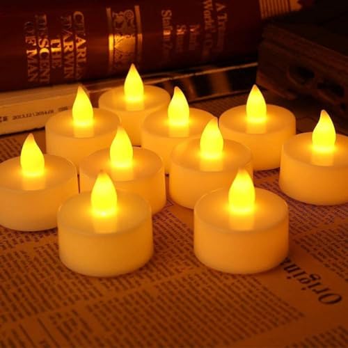 FLYNGO 12 Pcs LED Tea Light Candles, Flameless, Smokeless LED Diyas, Decorative Acrylic Candle for Navratri Decoration, Home Decor, Diwali, Deepawali, Festival Gifting (Pack of 12)