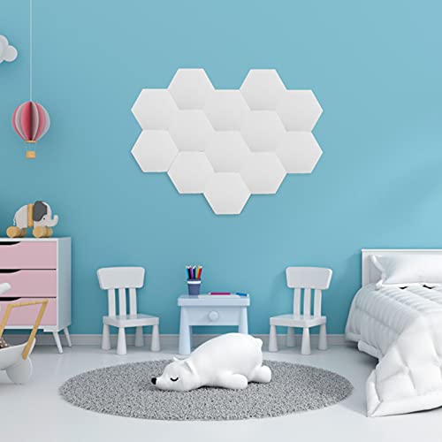 LIOOBO 12 piezas paneles hexagonales de aislamiento acústico blancos para decoración de paredes, autoadhesivos para aislamiento de sonido en estudio, oficina y decoración de fondo miniatura 3