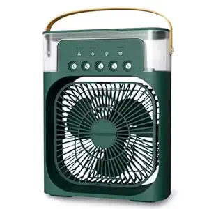 Aadikart Portable-Humidifier-Air-Cooler-Mist-Fan-Mini-Cooler-for-Home-with-3-Speed-Mode-with-Water-Spray-7-Color-LED-Timer-USB-Personal-Cooler-Desk-Fen-for-Shop-Office-Kitchen (Green)