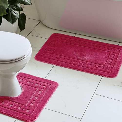 Catherine Lansfield Armoni Ensemble Tapis de Bain et Contour WC Rose Vif