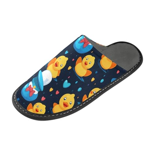 Heart Duck Fuzzy Slippers Soft Home Bedroom Slippers for Women Men House Shoes