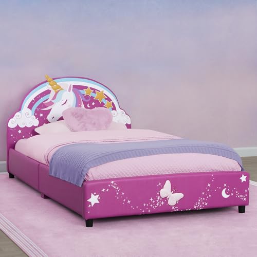 Delta Children Unicorn Upholstered Twin Bed, Pink