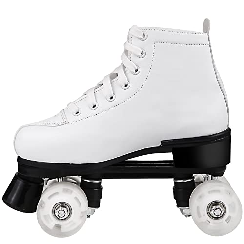 PERZCARE Roller Skates for Women,Double Row 4 Wheels Shiny Quad Men Skates,PU Leather High-top Roller Skates for Girls/Boys/Ladies/Unisex Indoor/Outdoor - Thumbnail 2