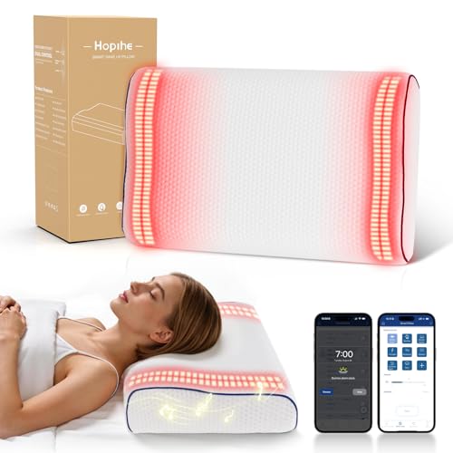 Image of Hopihe Sunrise Pillow, Sound Machine for Sleep with Bluetooth Speaker & Sunset Simulation, Smart Pillow with Wake Up Light, Sunset Lamp, White Noise Machine for Adults Kids