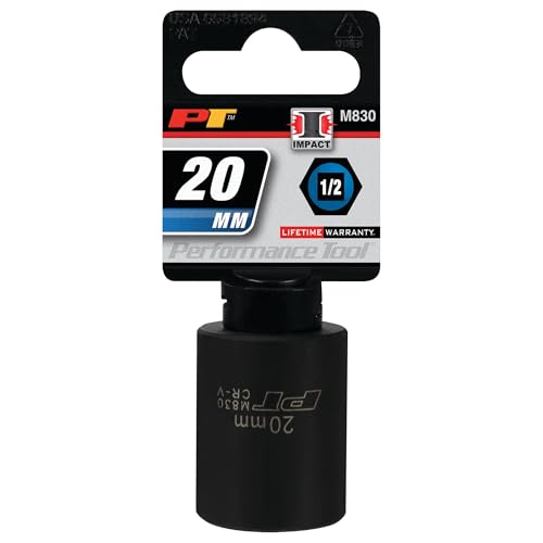 Image of Performance Tool M830 1 /2 Drive 6-Point Impact Socket, 20mm